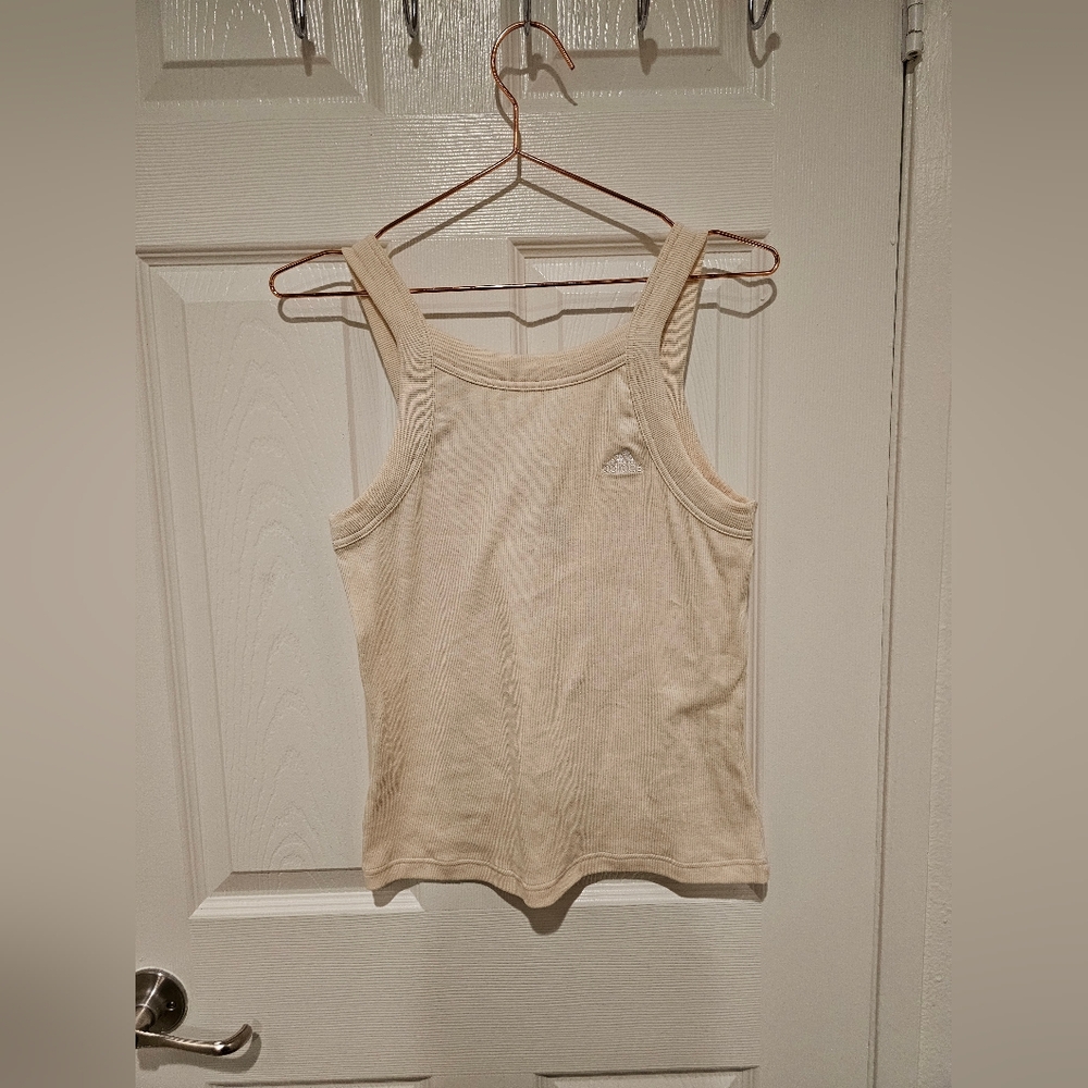 Adidas Ribbed Cotton Tank Top Ivory Size M